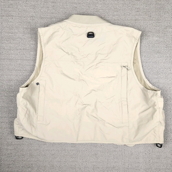 LL Bean Vest Mens M Beige Fly Fishing Ripstop Crop Short Angler Safari Hunting - Picture 5 of 7
